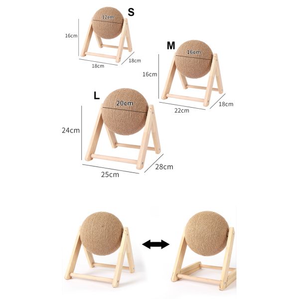 Gato Juguete de pelota de rascado Entrenamiento adecuado Sisal tabla de cuerda triturador de pies mascota con abastecimiento