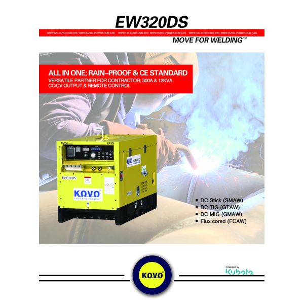 3000 Watts Sollar Panel Diesel Welder Generator Frequency 50/60HZ BRUSHLESS EW320DST