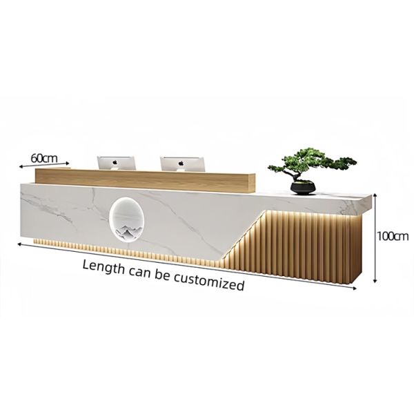 Customized Nordic Style Wooden Office Front Desk Salon Barber Shop Reception Desk Cafe Furniture