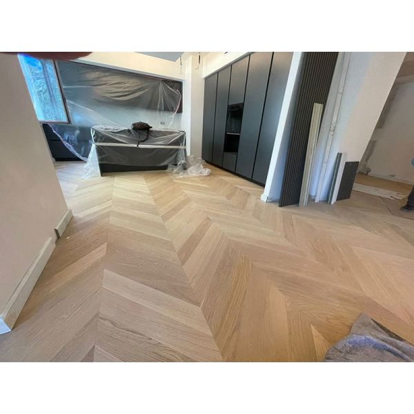 2 Layers Chevron Oak Engineered Wood Flooring Natural Vanished 510 x 90 x 10/4MM
