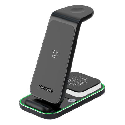15W Night Light Charging Station Black 4 In 1 Charging Station Wireless Charger Stand
