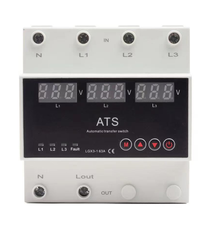 Automatic Transfer Switch (ATS) PC 63A/100A Three Phase Uninterrupted Power Stabilizer Voltage Protector Phase Selector