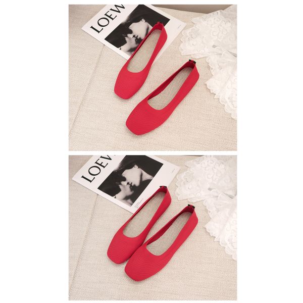 Knitted Round Head Flat Bottomed Daily All Match Women'S Loafers Lady Flats Shoes