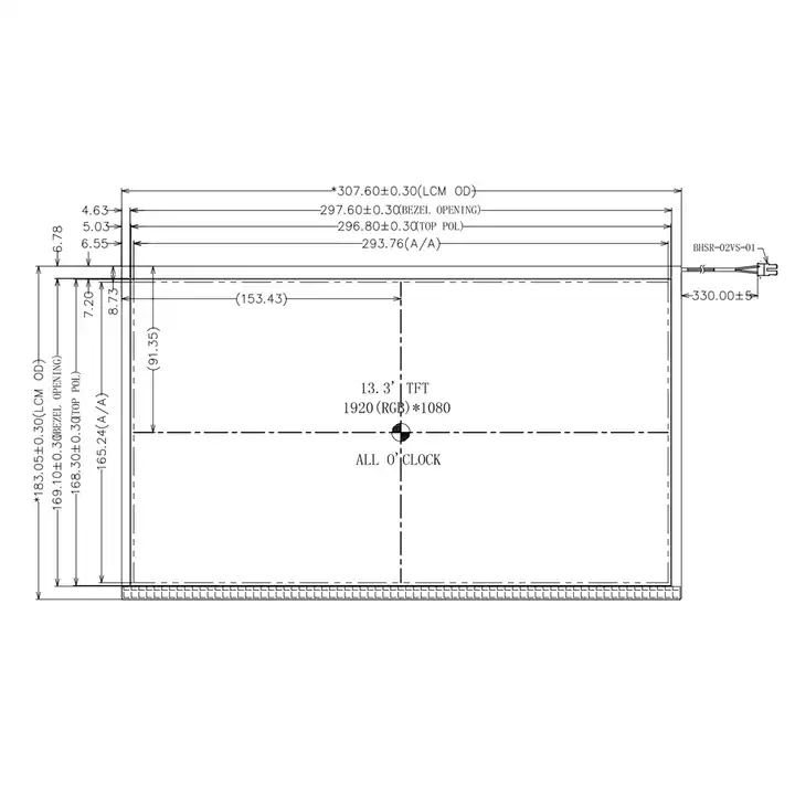 Высокая яркость 1000 нитс 13,3 Lcd Screen Tft Module Fhd 1000/1 30 пин