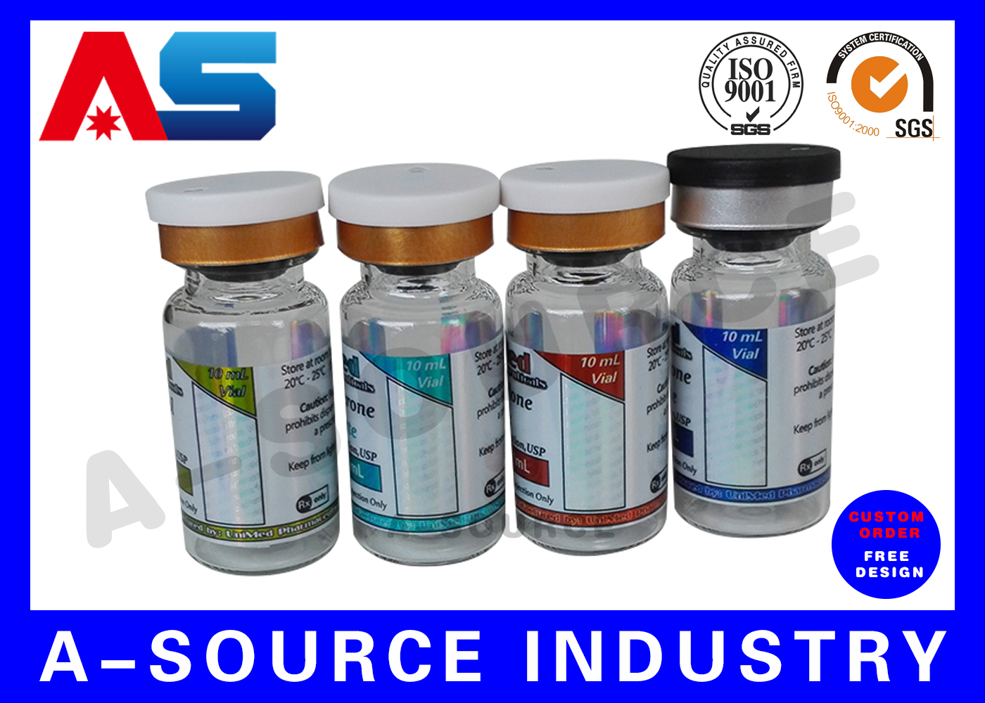 Pharma Маленькие стеклянные флаконы 2ml 5ml 8ml 10ml 15ml 20ml Стеклянные бутылки с резиновой и пластиковой вершиной