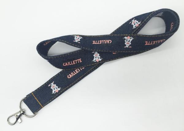 Durable Silk Screen Lanyards , Black And White Lanyard With Metal Hook