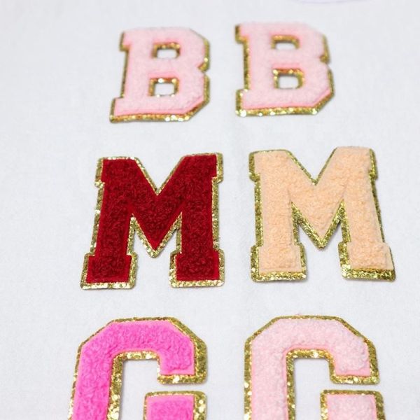5.1cm 5.7cm 6.3cm 7cm Letter A-Z Glitter Patch Ironing Chenille Glitter Letter Patch Garment