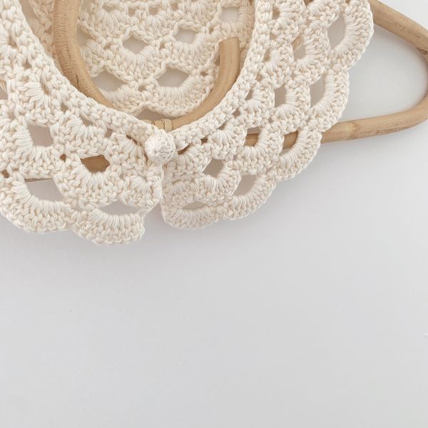 Y-Z New Design Solid Color Baby Girl Crochet Neck Collar Lotus Leaf Lace Embroidered 100% Cotton