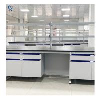 Bench de la isla de laboratorio de acabado blanco con capacidad de carga alta 4 ruedas en acabado blanco