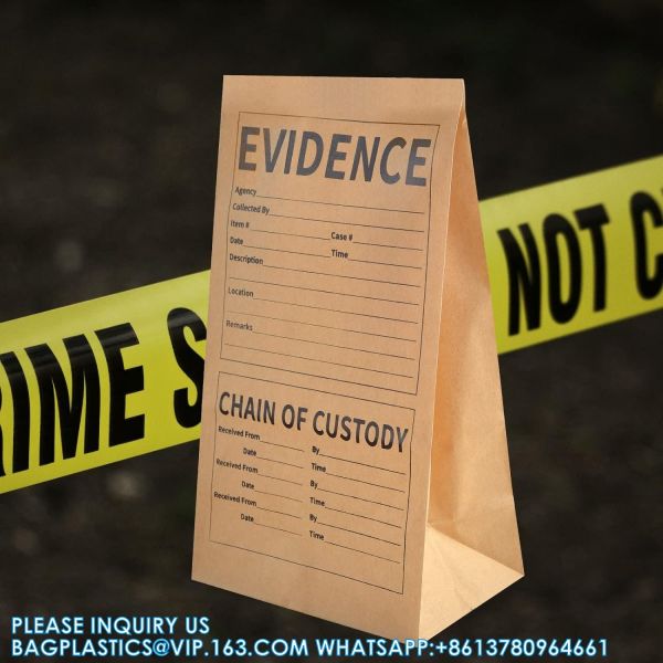 Pack Paper Police Evidence Bags 9.45 * 5 * 3 Inch Crime Scene Paper Evidence Bag For Receipts
