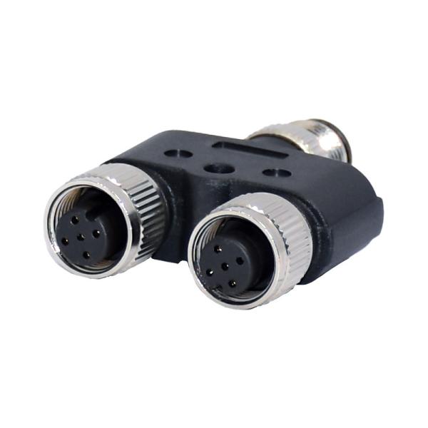 M12 Waterproof Y Slitter 3 4 5 8 12 Pins / Holes Female To Male Overmolded Cable