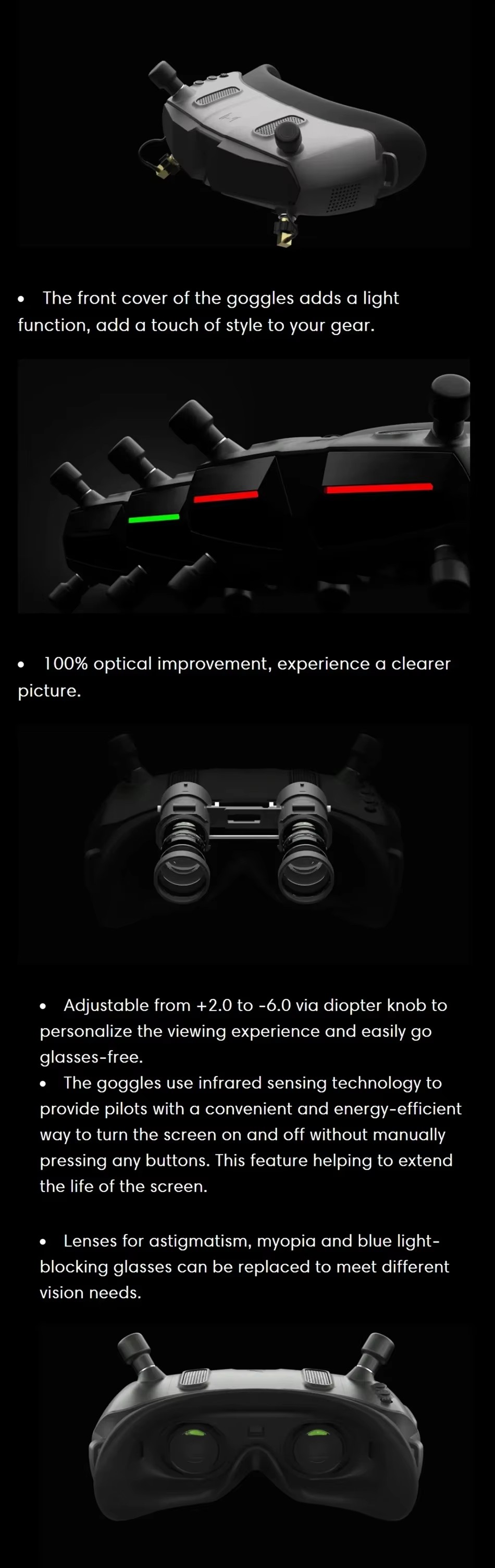 Walksnail HD X 1080P 100FPS Modulo Wi-Fi giroscópico Bluetooth incorporado Gafas de seguridad Avatar 7-26V FPV Drones Protección de seguridad de ala fija
