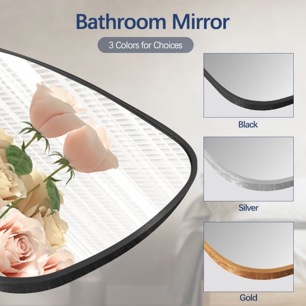 HD Silver Framed Bathroom Mirror , Wall Mounted Irregular Bathroom Mirror With Aluminium Frame