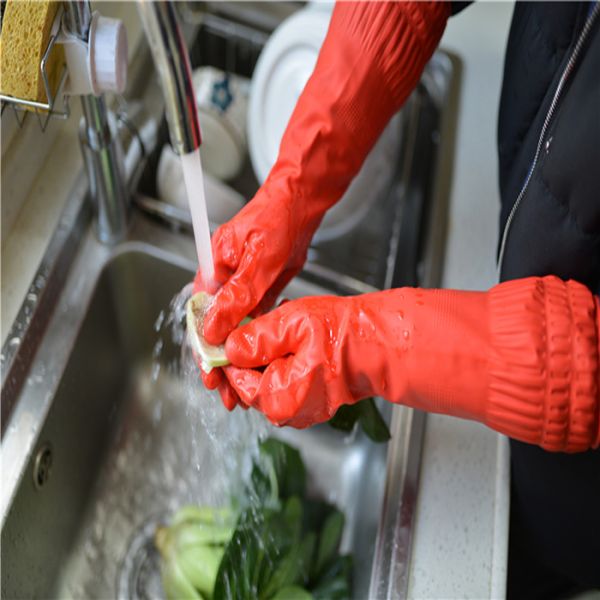 Natural Latex Extra Long Sleeve Rubber Gloves For Kitchen Cleaning