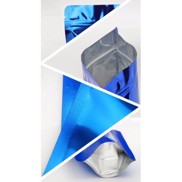 Small Flat Zip Lock Mylar Aluminum Foil Stand Up Pouch Square Bottom Food Packaging