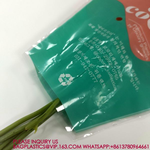 biodegradable Trapezoid Cellophane Vegetable Bags Customize Logo Lettuce Packaging Bag