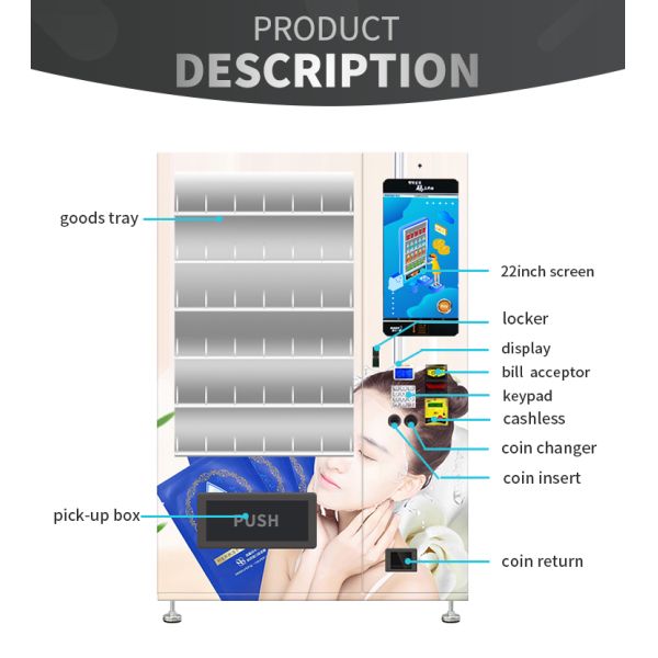 Hospital hidratando do PPE da máscara nenhumas máquinas de venda automática do toque com orador e tela de uma propaganda de 22 polegadas