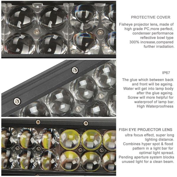 32 Inch 180W 4D Off Road LED Light Bar For Trucks  6000K Cool White 