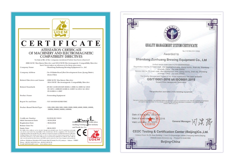 Barriles de acero inoxidable comercial de la cerveza 15 que elaboran el sistema