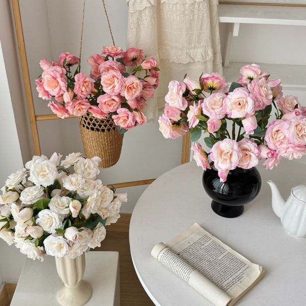 Korean style 12 head Elsa Rose Simulation Flower Rose Fake Flower Home Living Room Dining Table Decoration Photography Prop