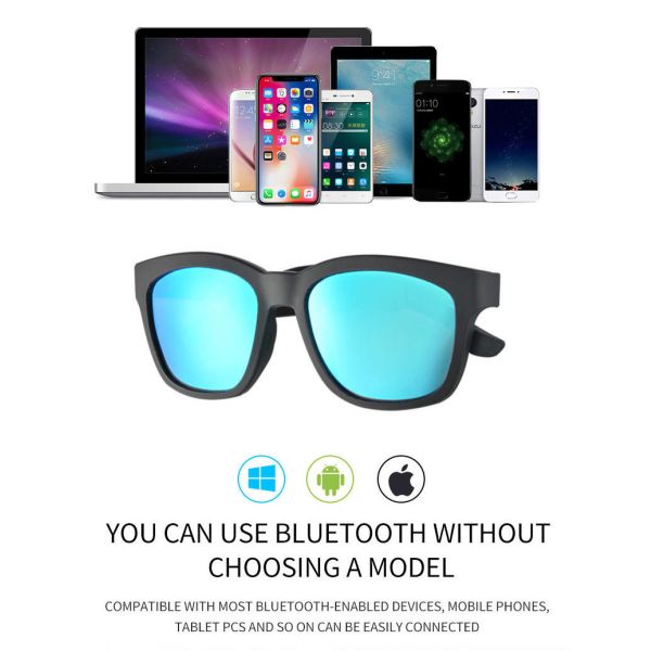 Outdoor Wearable Wireless Bluetooth Sunglasses DSP Passive Noise Reduction