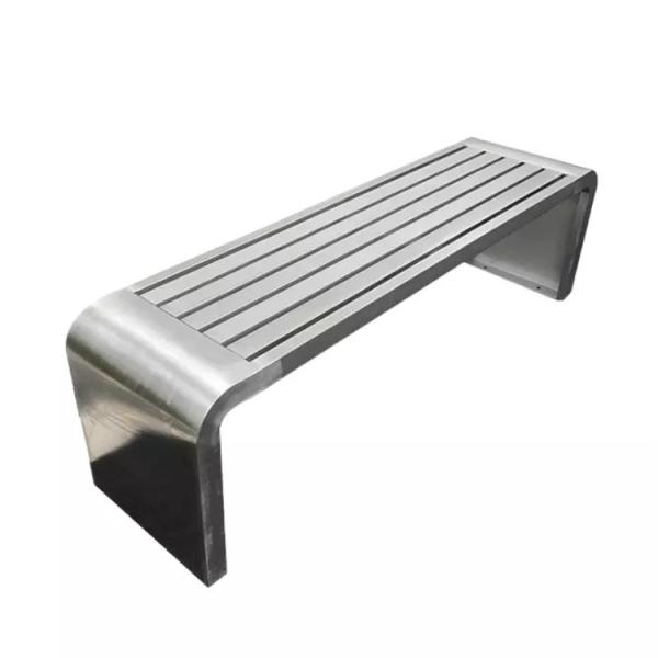 Silver Stainless Steel Outdoor Metal Bench 1800mm-2000mm Length Backless Patio Bench