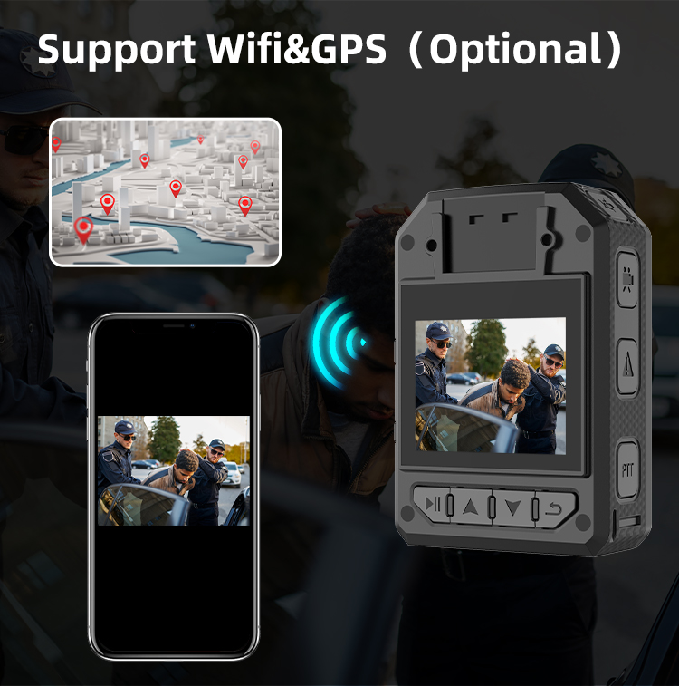Professional 4K UHD 48MP Body Worn Camera IP66 Waterproof IR Night Vision Body Camera with Wifi and Gps for Security Guard
