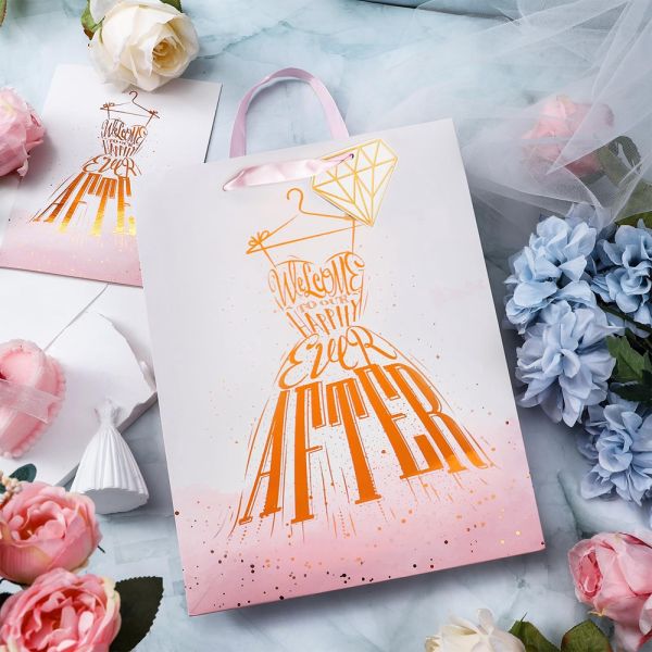 Pedido personalizado Logotipo personalizado Bolsa de papel recubierta personalizada para regalo de boda feliz