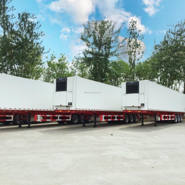 Stainless Steel 45ft 3 Axle Frozen Meat Refrigerated Trailer with Thermoking Carrier Units