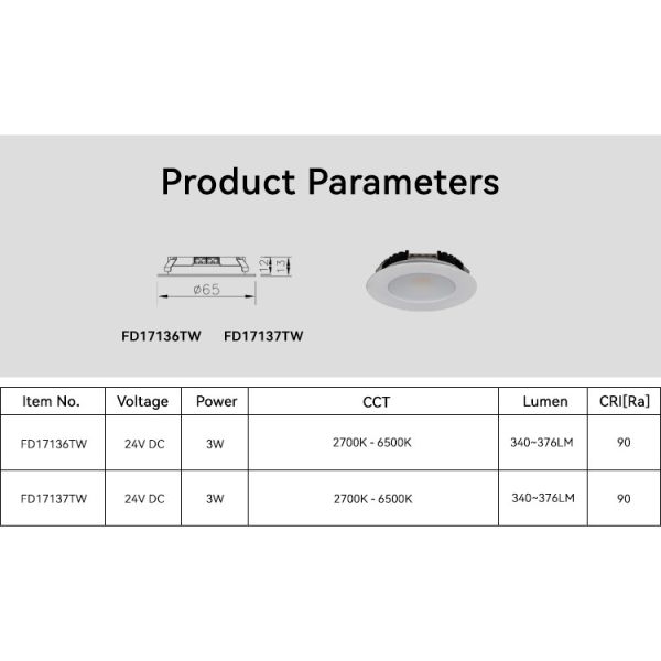 Smart Control Recessed LED Cabinet Light DC24V Small Recessed Cabinet Lights