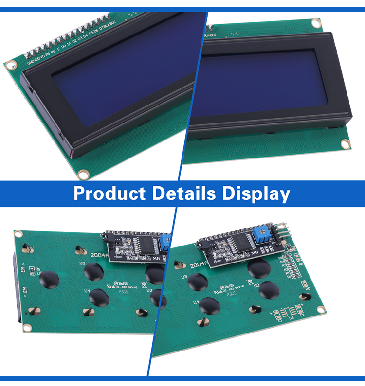 Blue Film White Letters 2004A IIC Adapter Board LCM Display Module Dot Matrix Screen ST7066U Font Screen
