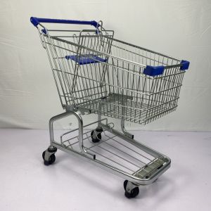 Chariot allemand en métal de supermarché de chaîne de magasins de vente au détail de commodité du style 100L avec le fabricant de 3 de lames roues d'ascenseur