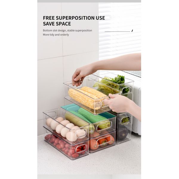 Пластик ящиков организатора холодильника ясности тонкий Стакабле