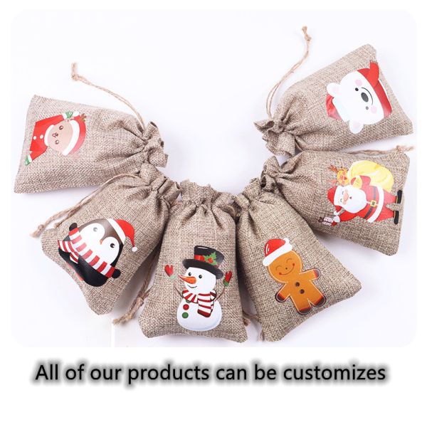 Acceptable OEM/ODM Christmas Drawstring Jute Bag for Daily School Life Requirements