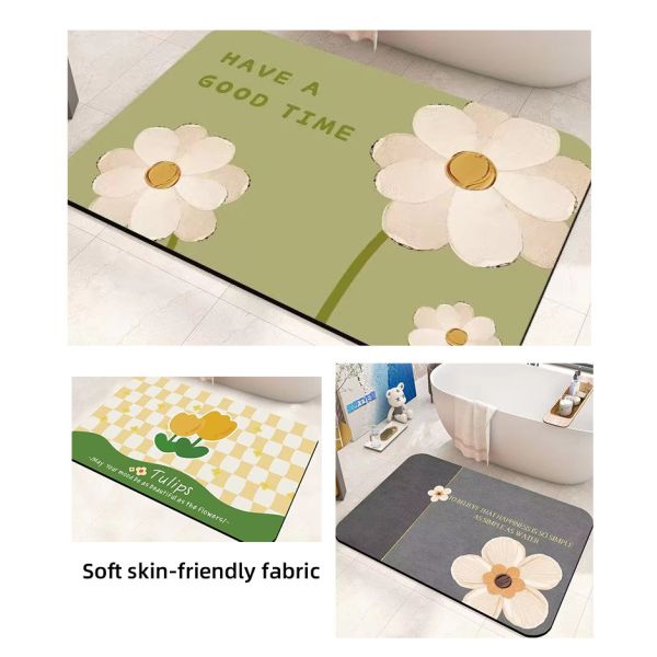 подгонянная напечатанная циновка грязи диатомеи вещество-поглотителя ковра Bathroom цветка водоустойчивая