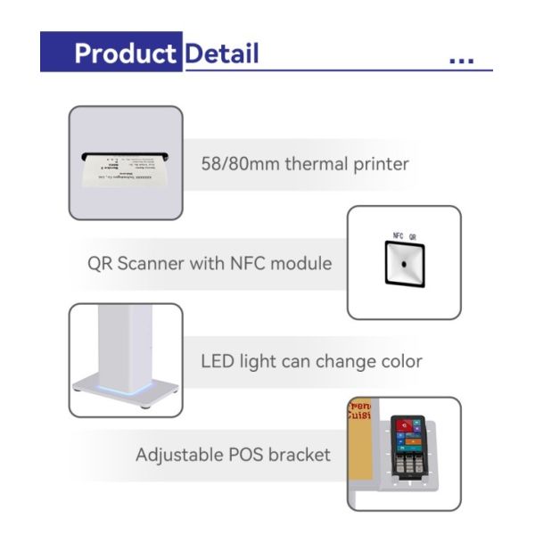 21.5 Inch Hotel Fast Food Self Serve Ordering Kiosk With Printer Qr Code Scanner Self Service Payment Kiosks