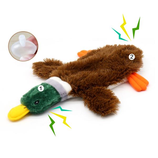 Jouets en peluche doux pour chien, canard sauvage, chiot, interactifs, sans rembourrage, couinants