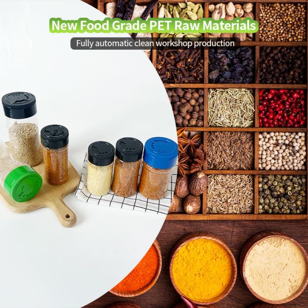 Прозрачная PET пластиковая кухонная порошок специи приправы шейкер контейнер банка