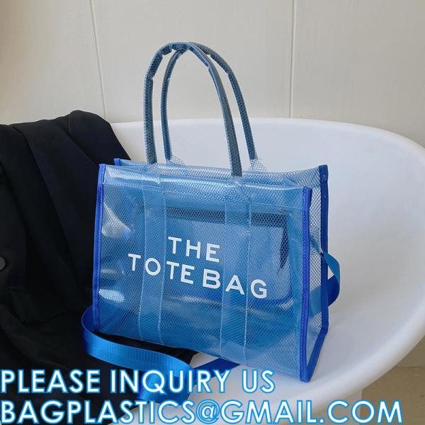 Wholesale Summer Clear Mesh PVC Beach Bags Transparent Design Tote Bags Women Luxury Handbags For Outdoor