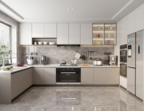 Cuisine Luxury Marble High End Wood Kitchen Cabinets For Villa Townhouse Apartment Hotel Restaurant