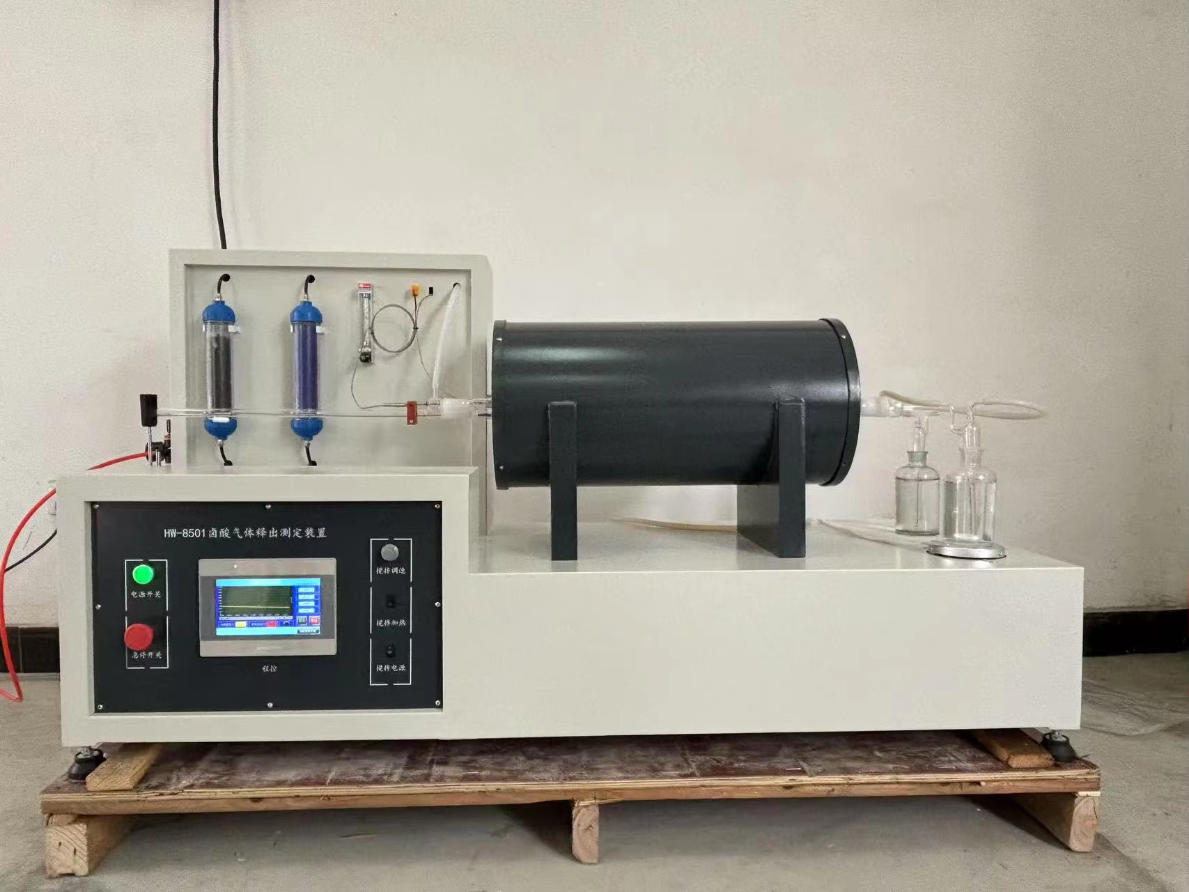 Halogen Acid Gas Cable Combustion Corrosivity Tester with PH Conductivity Measurement System Compliant with IEC 60754 and Featuring Stainless Steel Fixtures and Adjustable Electric Systems