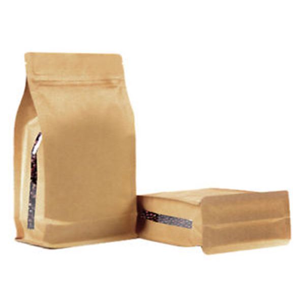 Aluminum Foil Kraft Stand Up Pouches With Window Zipper For Food Packing