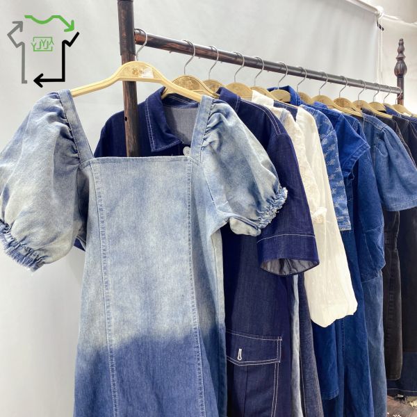 Women's Second Hand Denim Dress Fashion Mixed Style Mixed Colors Used Clothes