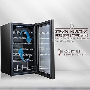 Wine Cooler Freestanding Wine Cooler Bottle Compressor Wine Cooler Refrigerator Freestanding Wine Cellar Temperature Control Wine Fridge Freestanding Mini Fridge Mini Fridge Matte Black Refrigerator