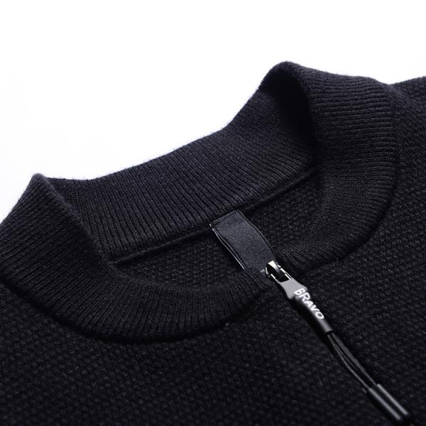 High Quality Black Knit Sweater Custom Men Clothing Knit Winter Man Zipper Sweater