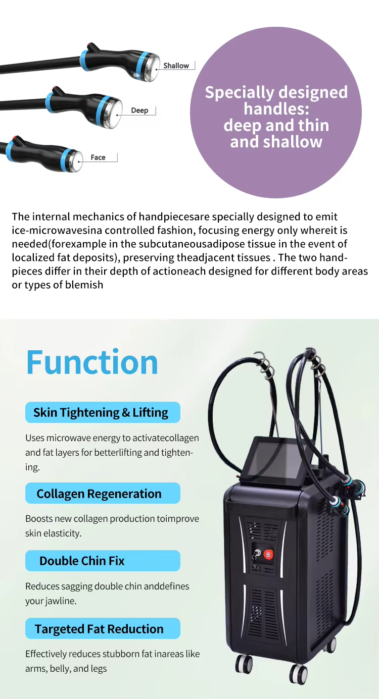 Coolwaves 3 Handles Targeted Fat Loss Cellulite Improvement RF Cryo Ice Microwave Device