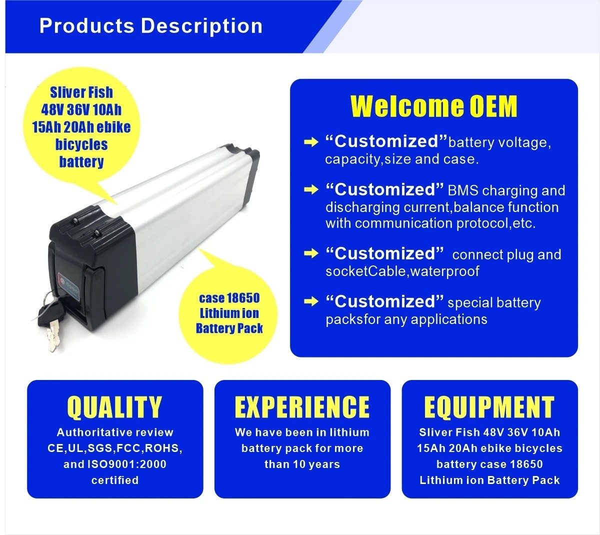 24 Вт 250 Вт складной электрический велосипед Литий серебряный рыба Эбики батарея 24 Вт