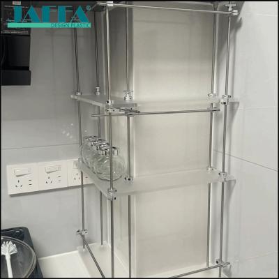 JAFFA Custom Acrylic Kitchen Narrow Storage Rack, Multi-Tier Shelf with Stainless Steel Poles, Multi-Functional Storage Unit for Cabinet/ Countertop