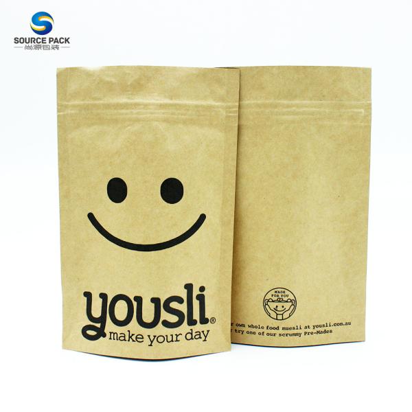 Zipper Kraft Paper Bag Snack Nuts Cookies Food Packaging Stand Up Pouches