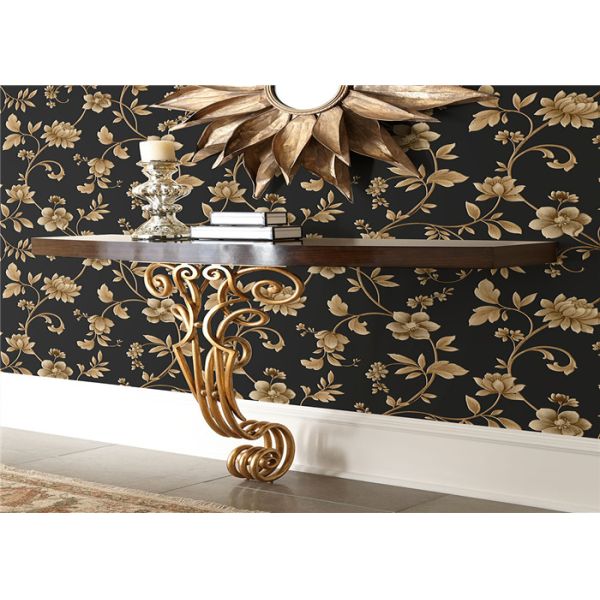 Washable Paper Backed Fabric Wallpaper , Contemporary Floral Wallpaper